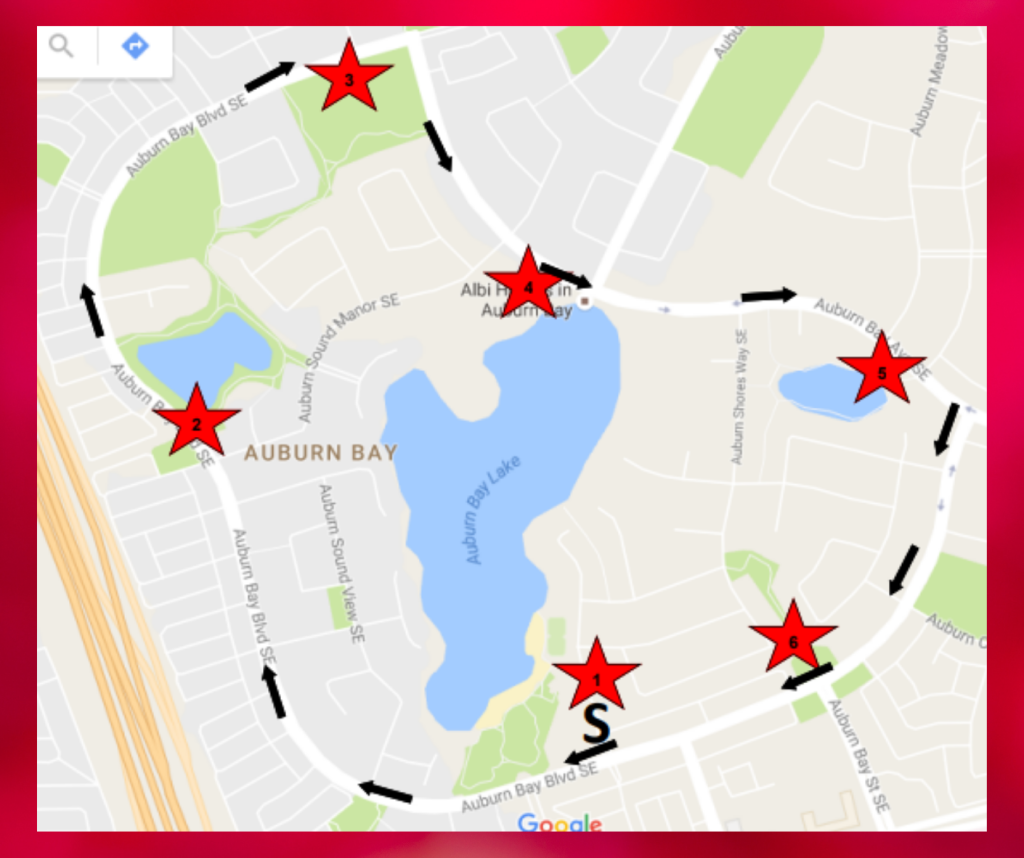 Auburn Bay Parade Route with Hot Chocolate Locations